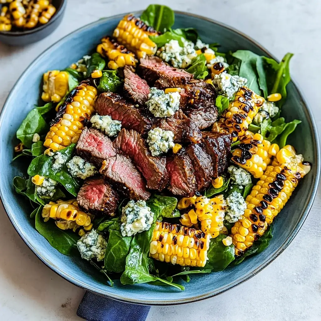 Balsamic Steak Gorgonzola Salad with Grilled Corn delights!