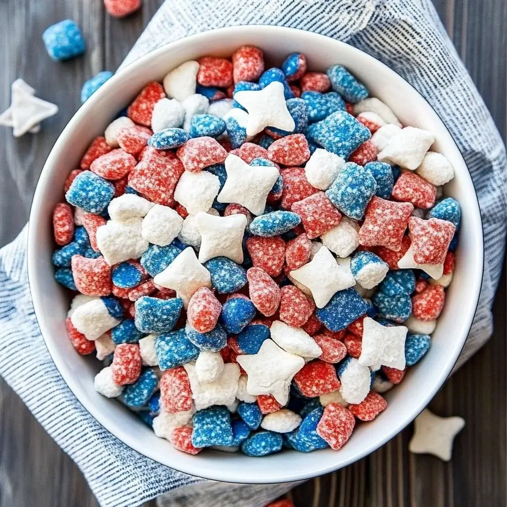 Red, White, and Blue Muddy Buddies: A Festive Treat!