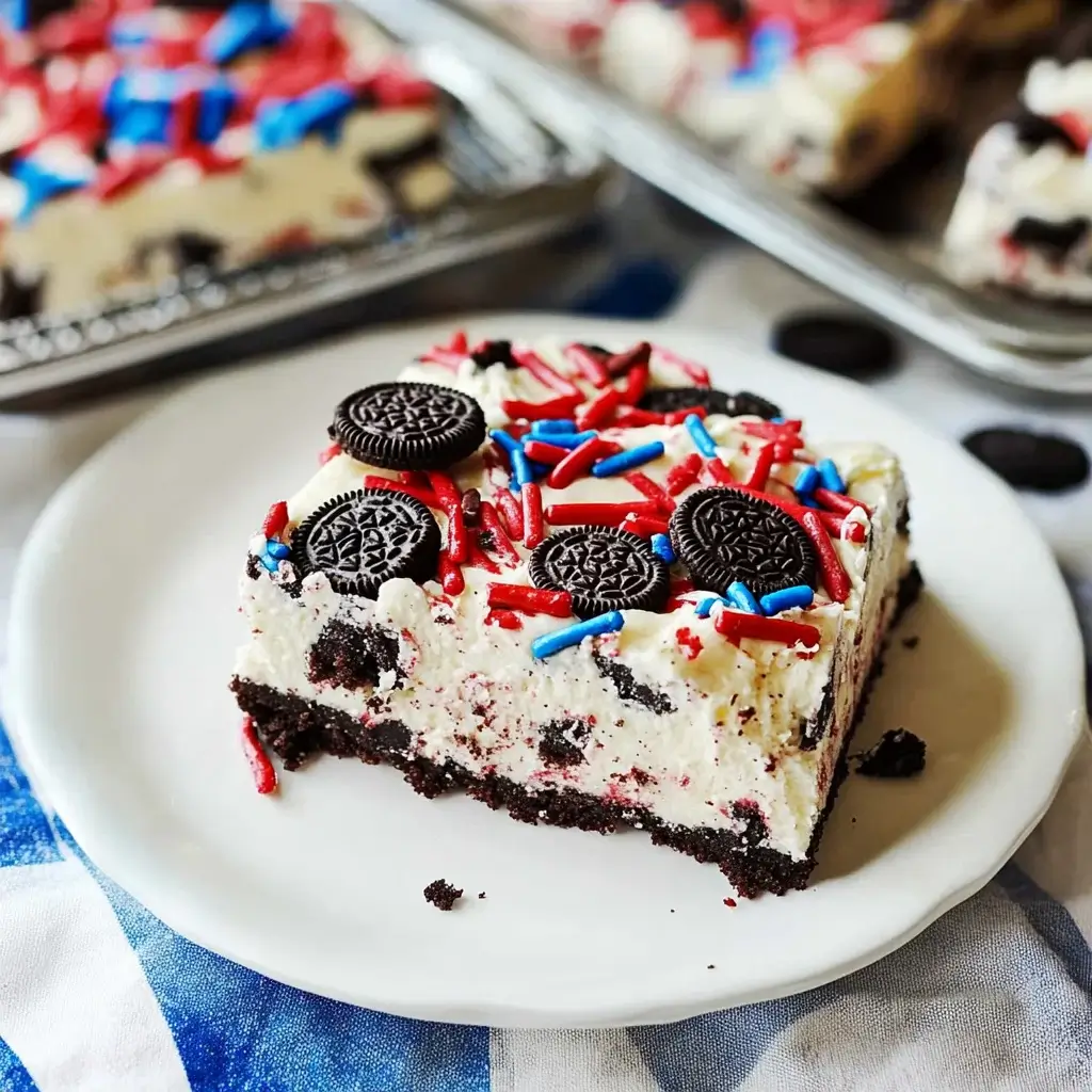 Fireworks Oreo Cheesecake Bars: A Colorful No-Bake Treat!