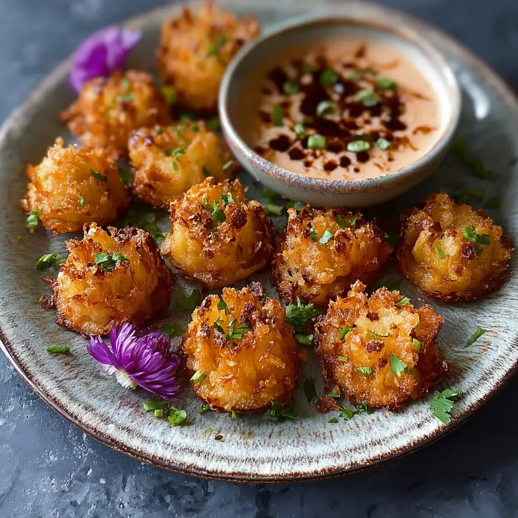 Golden Crispy Blooming Onion Bites with Zesty Dipping Sauce are a delicious treat!