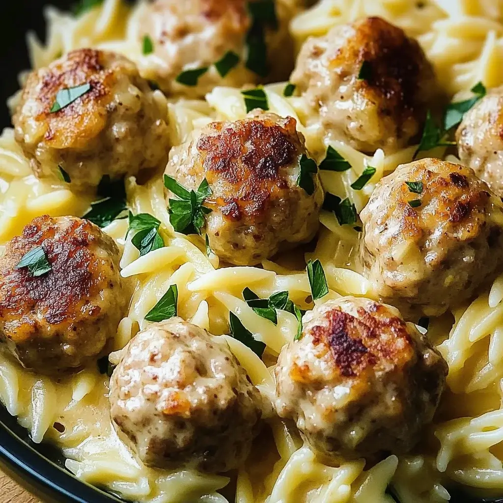 Lemon Garlic Chicken Meatballs with Orzo Delight You!