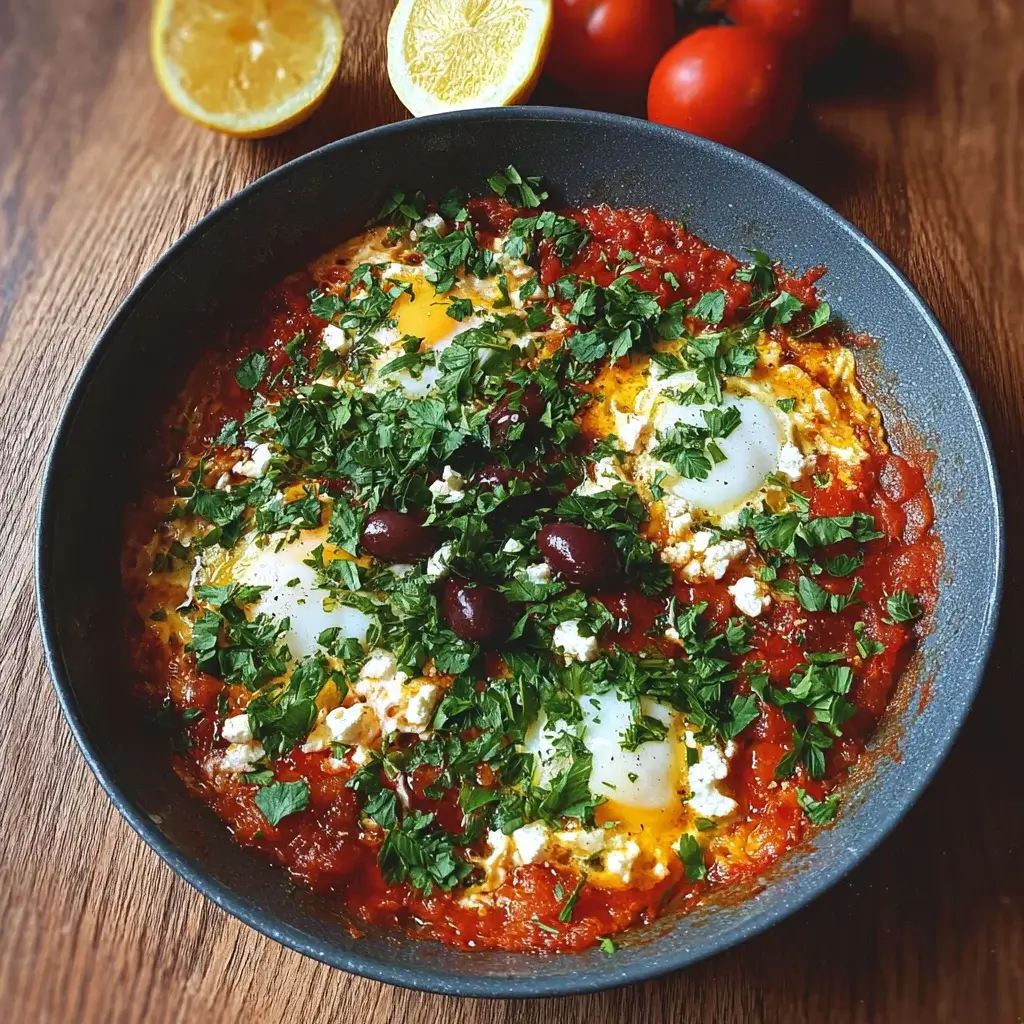 Mediterranean Skillet Eggs in Spiced Tomato-Pepper Sauce are a delicious must-try!