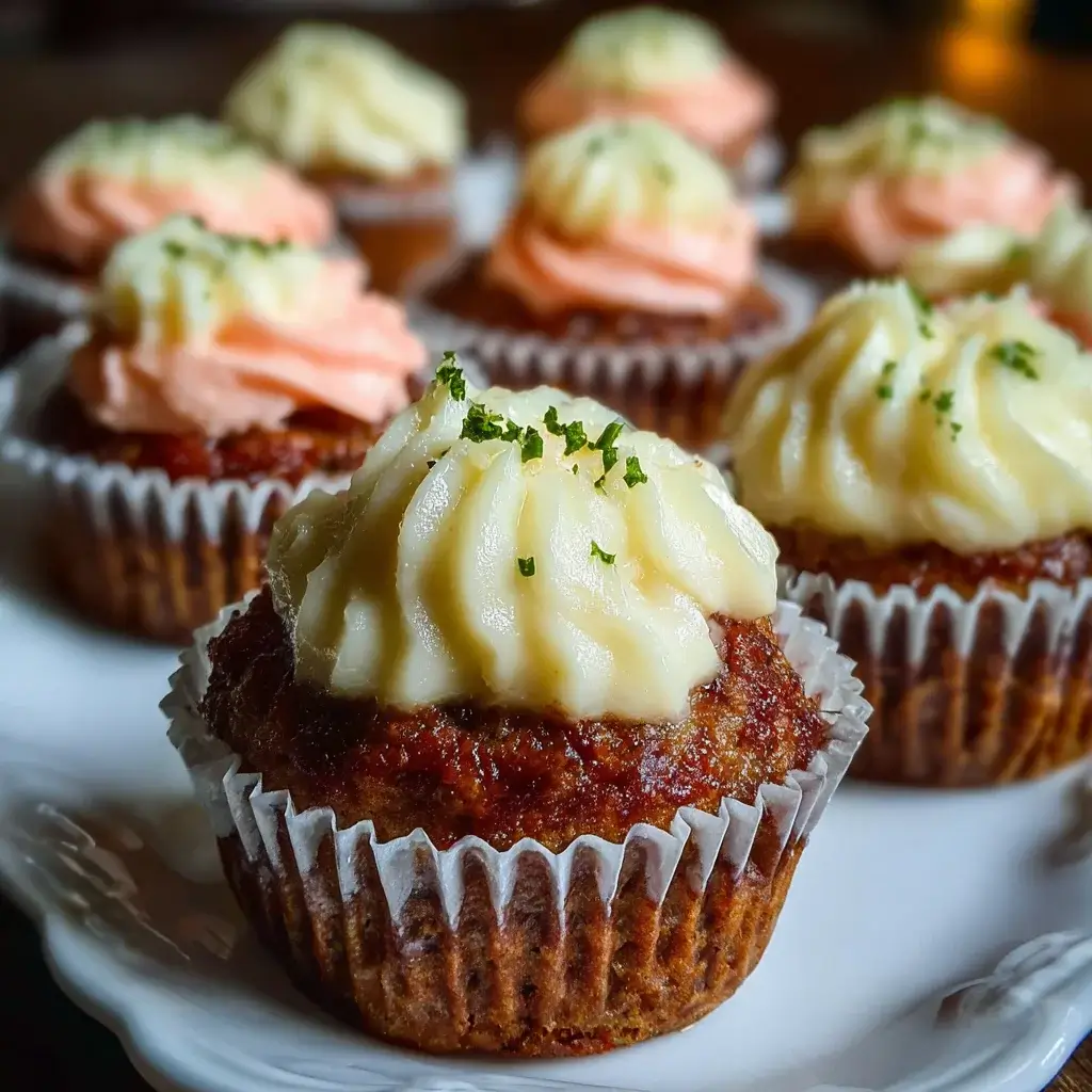 Savory Meatloaf Cupcakes with Cheesy Mashed Potato Frosting are a delicious twist!