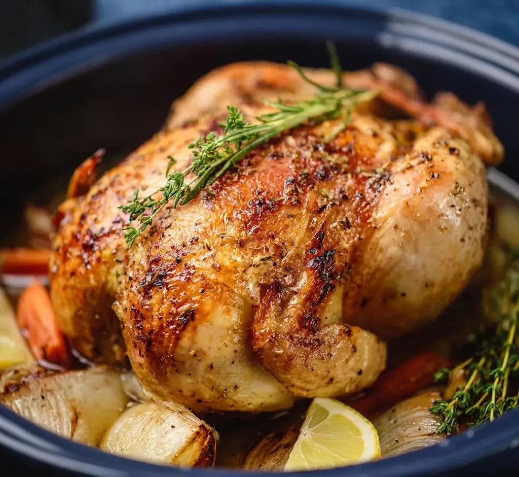 Savory and Juicy Crock Pot Whole Chicken Made Easy!
