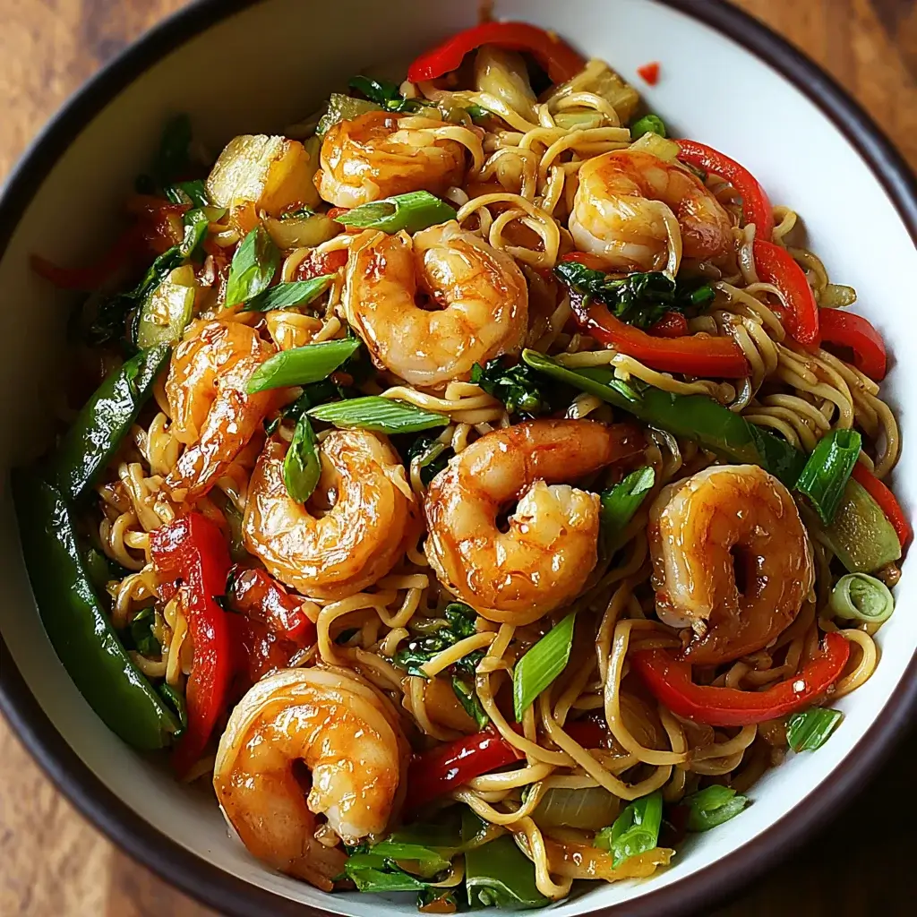 Spicy Shrimp Kung Pao Noodles with Stir-Fried Veggies delight!