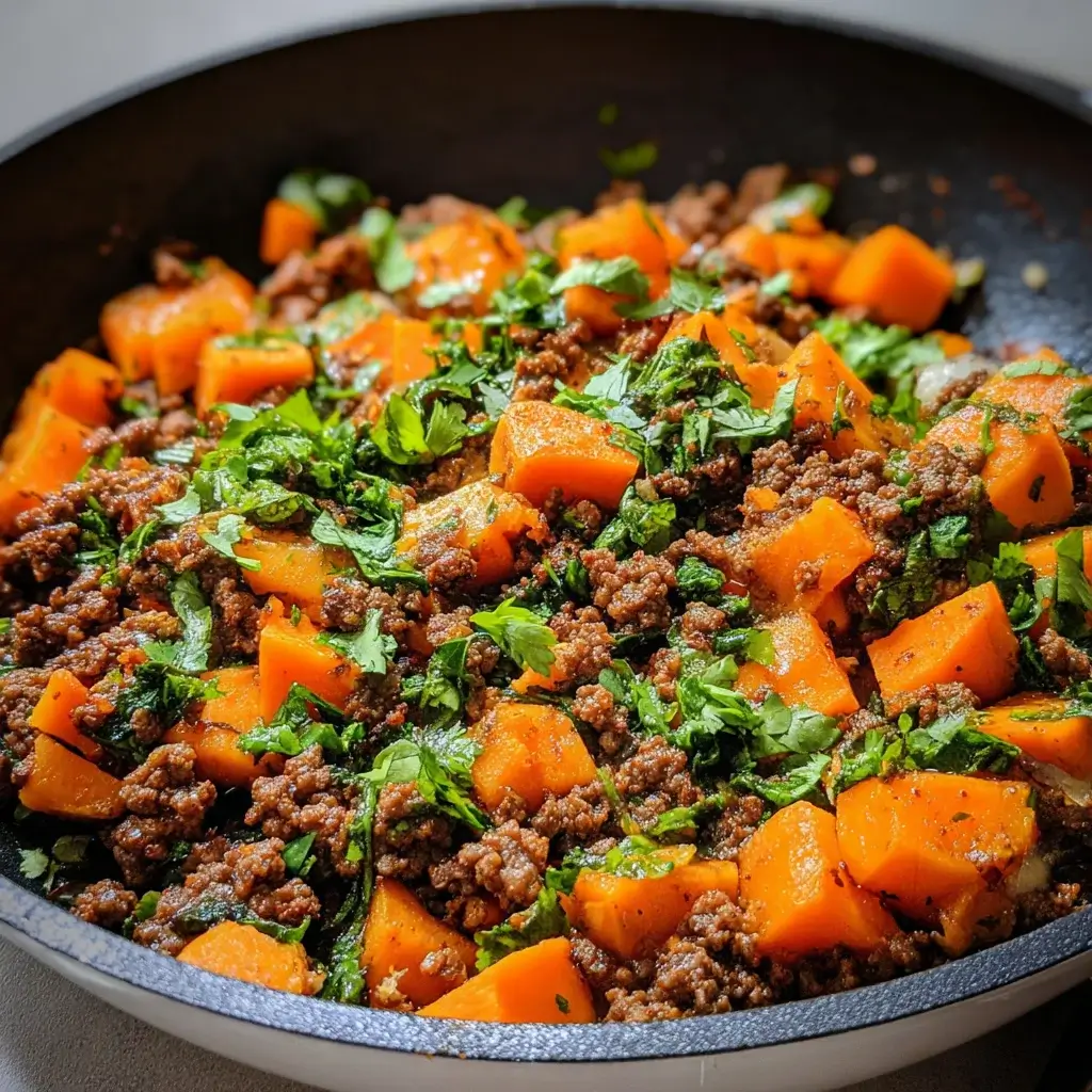 Sweet Potato and Ground Beef Skillet for Easy Dinner!
