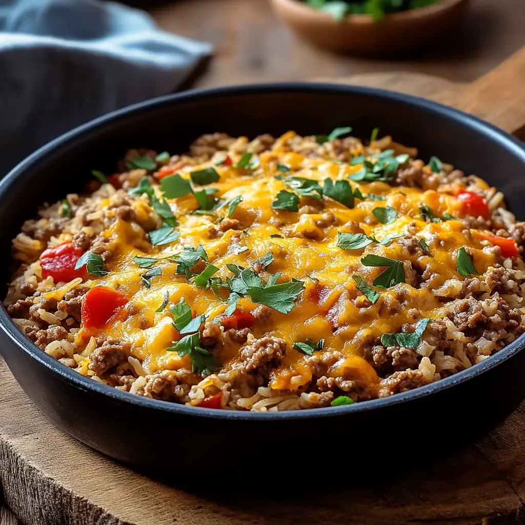 Cheesy One-Pan Ground Beef and Rice Comfort Bowl Recipe You’ll Love!