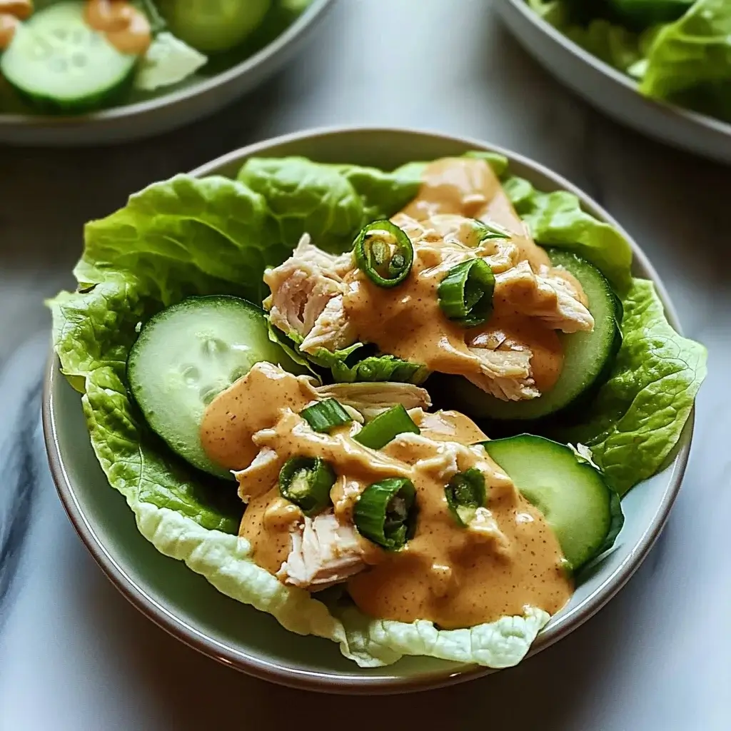 Crispy Chicken Cucumber Lettuce Wraps with Creamy Peanut Sauce are a delicious treat!