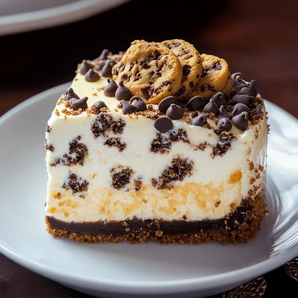 Decadent Cheesecake Topped with Chocolate Chip Cookies: Indulge Now!