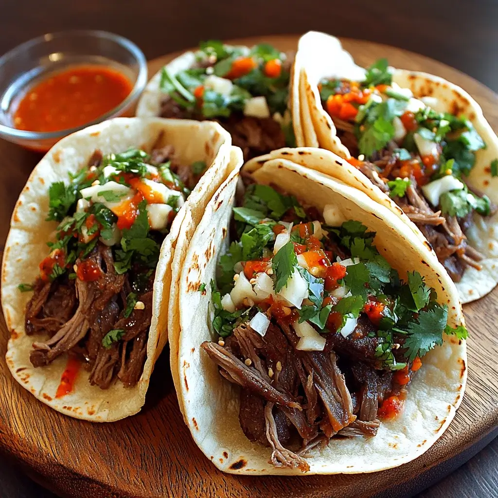 Sweet and Spicy Korean-Style Slow-Cooked Beef Tacos delight!
