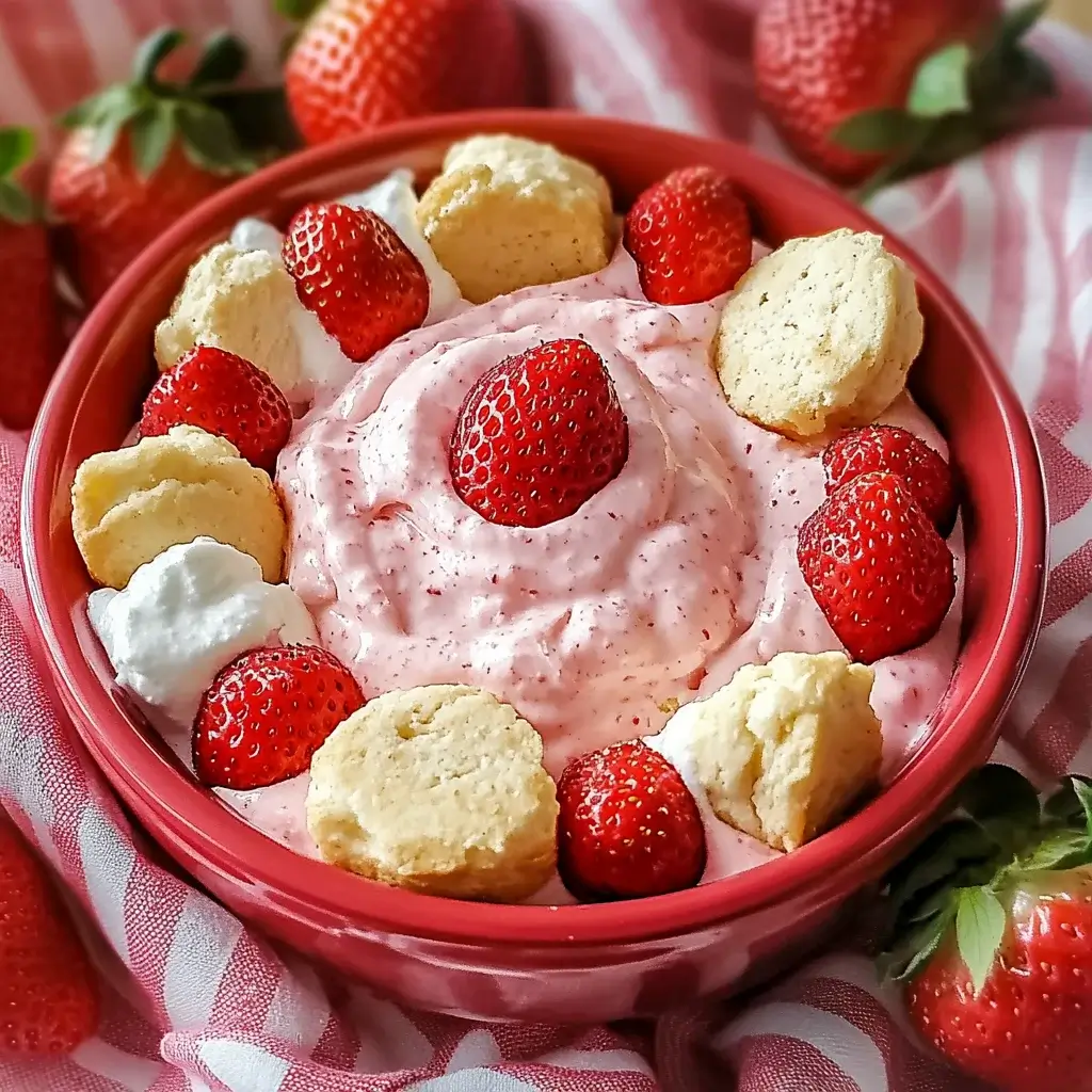 Whipped Strawberry Bliss Dip with Shortcake Skewers Delights!