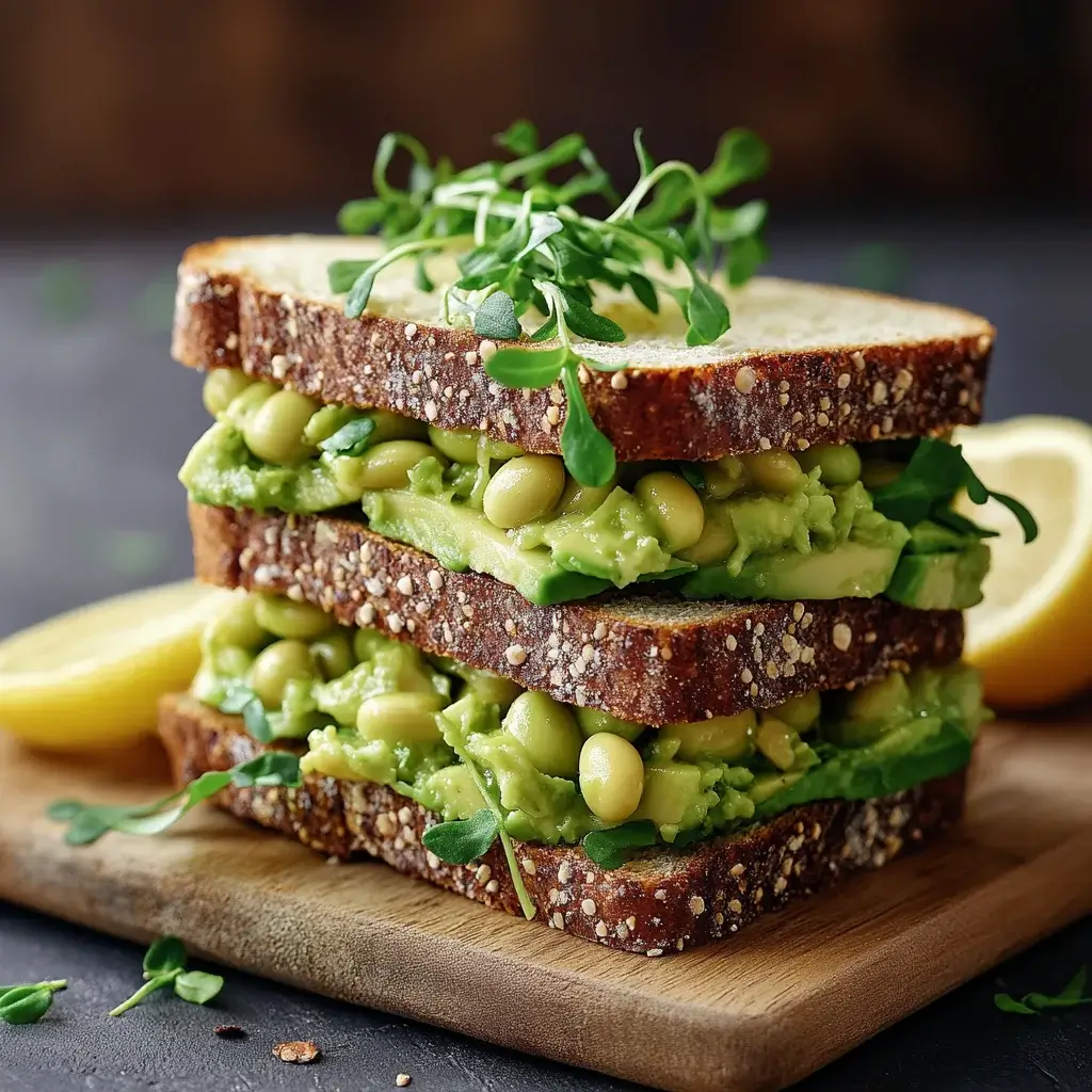 Zesty Lemon Edamame Avocado Open-Faced Sandwiches Delight!