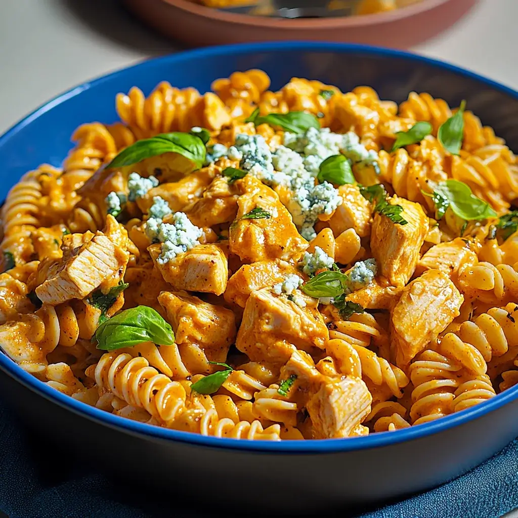 Creamy Buffalo Chicken Rotini with Blue Cheese is Irresistible!