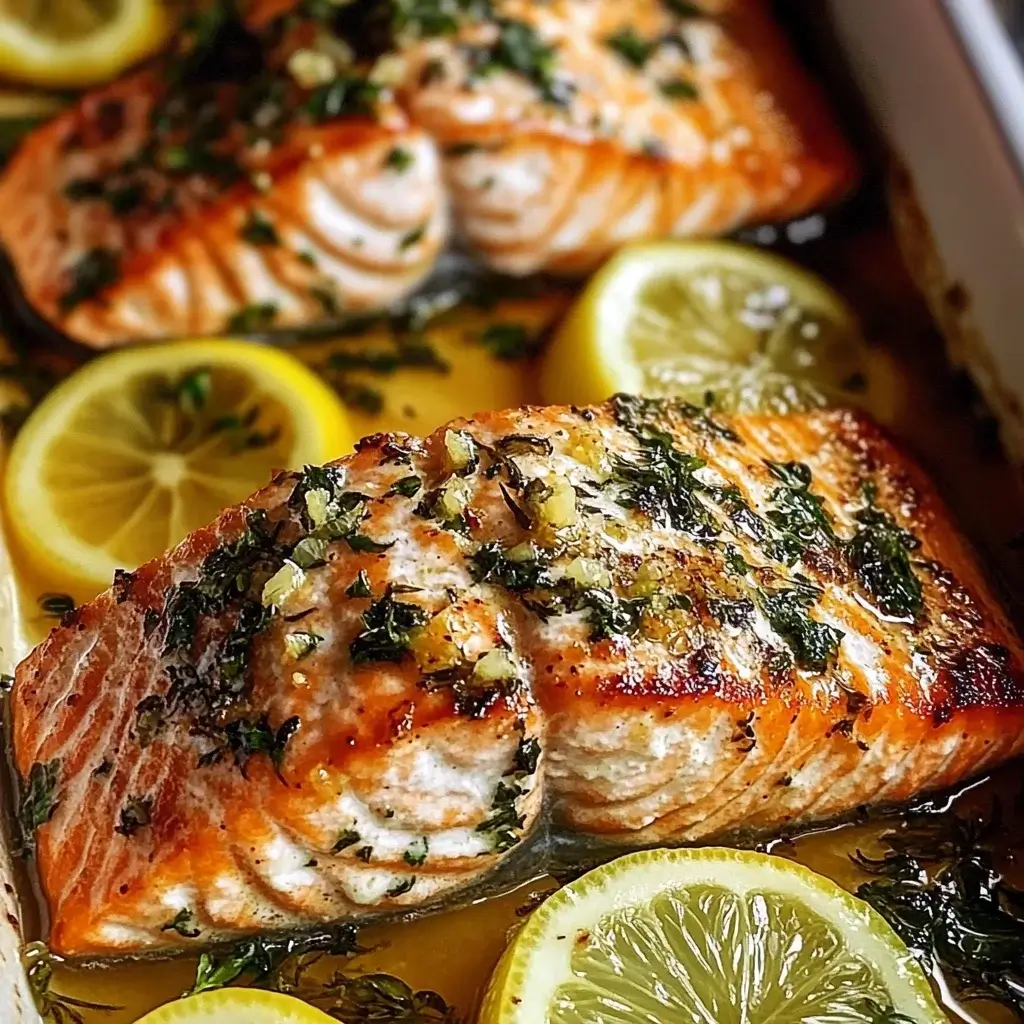 Oven-Roasted Garlic Butter Salmon with Lemon & Herbs delights!
