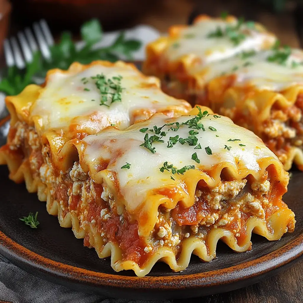 Savory Ricotta Stuffed Lasagna Rolls with Marinara Delight!