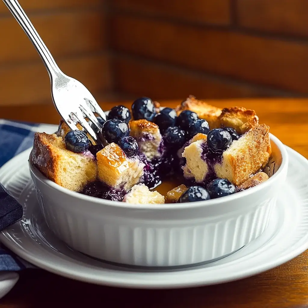 Sweet Morning Bliss Blueberry Maple Cream Cheese Bread Pudding is a must-try!