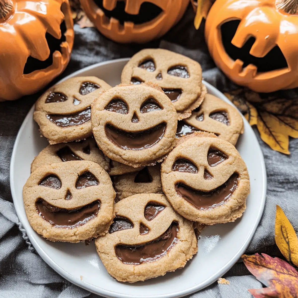 Milk Chocolate Stuffed Jack-O’-Lantern Cookies.