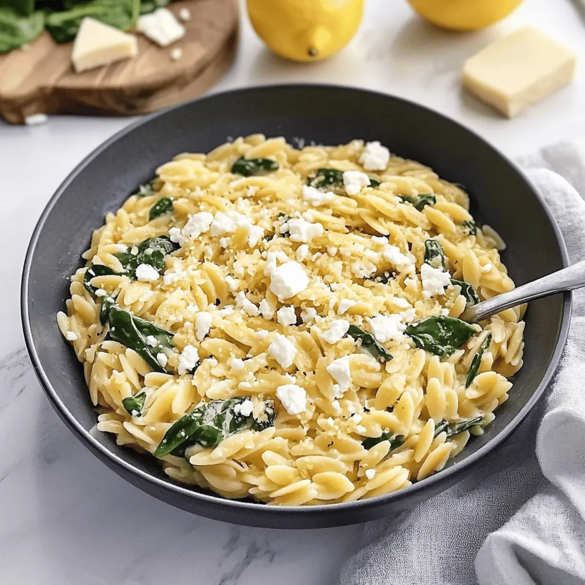 Bright and Creamy Cheesy Lemon Spinach Orzo for Busy Nights