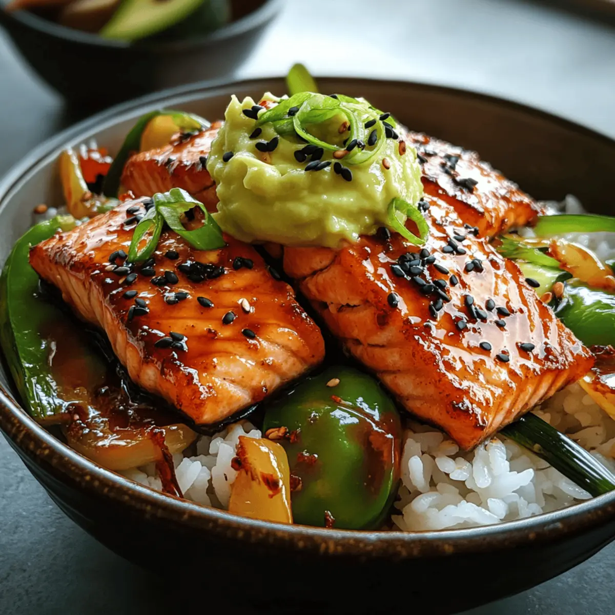 Sweet & Spicy Korean-Inspired Sticky Salmon Rice Bowls