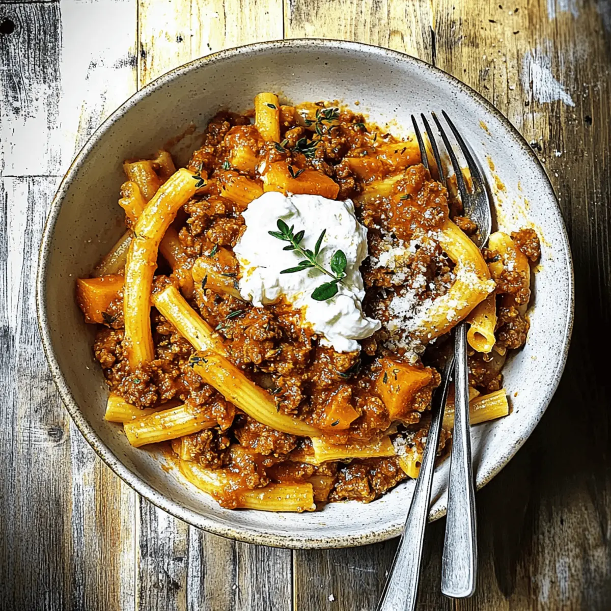 easy bolognese pasta with pumpkin