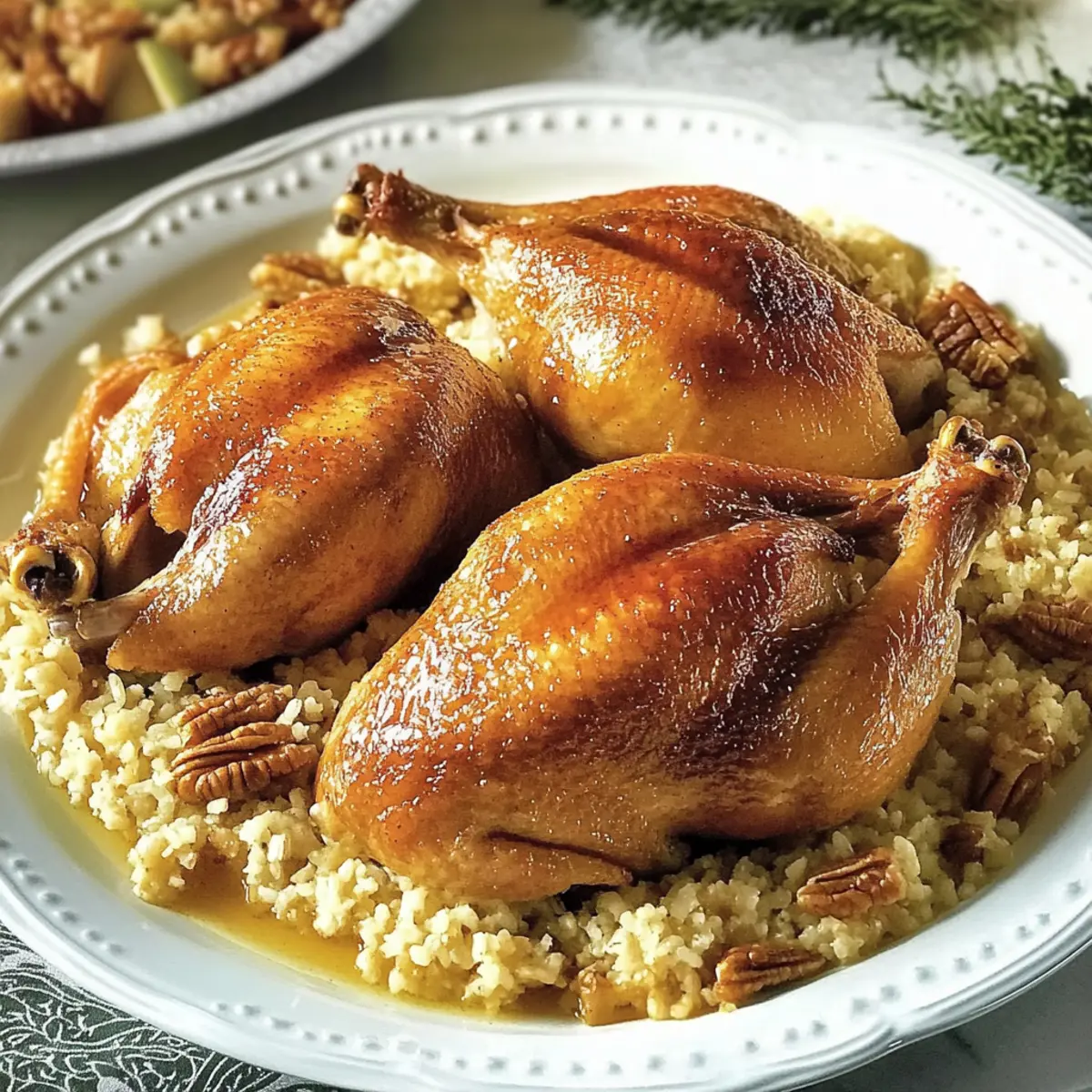Glazed Cornish Hens with Pecan-Rice Stuffing for Cozy Holiday Feasts