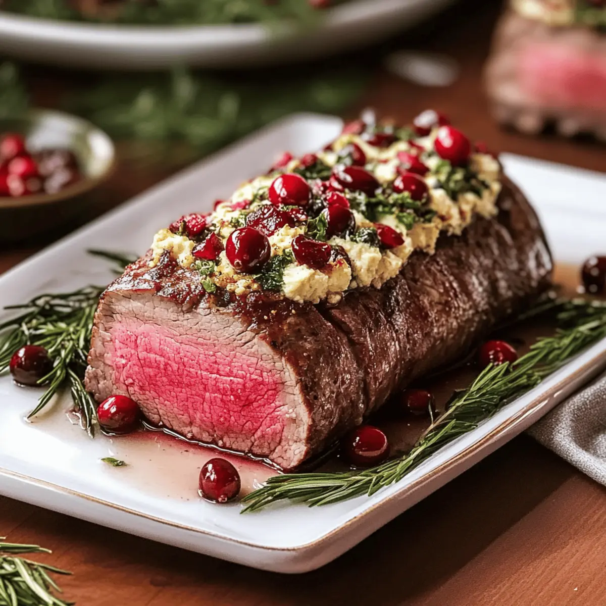 Cranberry Cream Cheese Stuffed Flank Steak