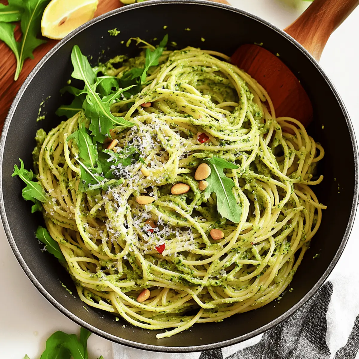 Creamy Arugula-Infused Vegan Pesto Spaghetti