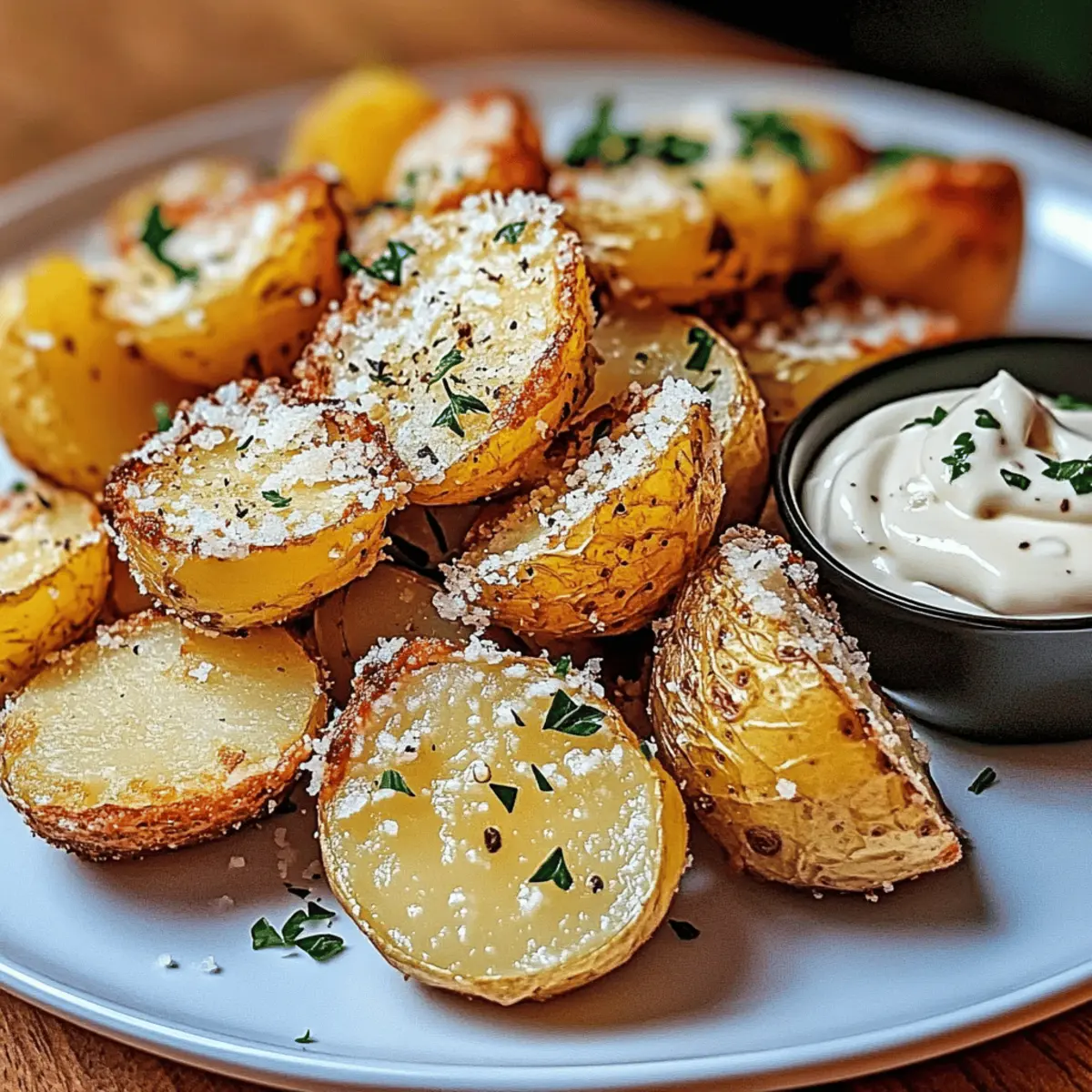 Crispy Parmesan Smashed Potatoes with Garlic Aioli Magic