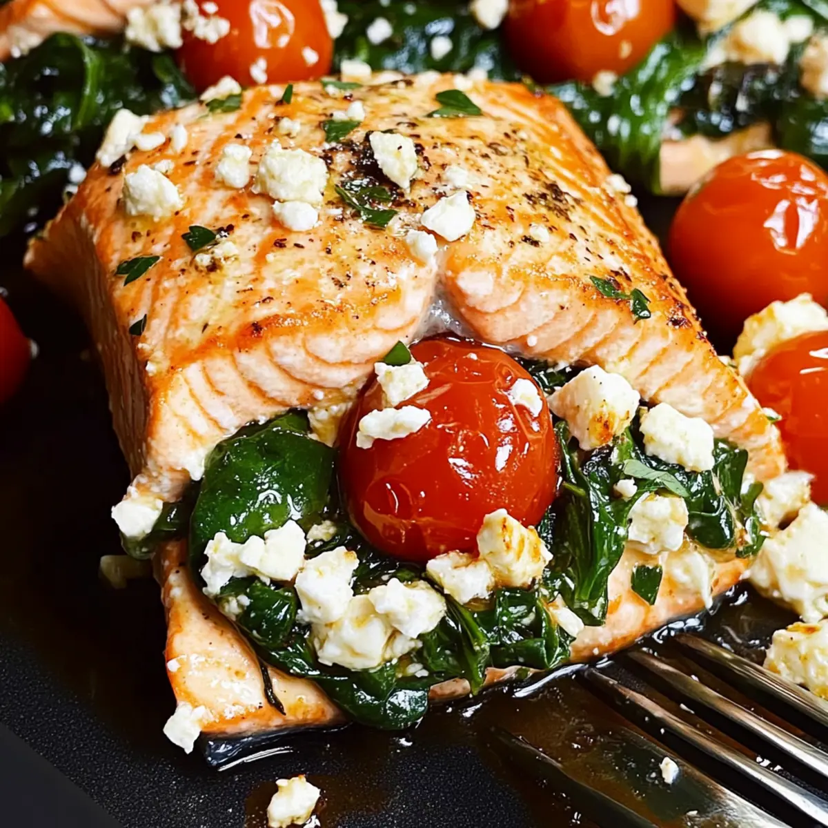Feta, Spinach & Tomato Stuffed Salmon