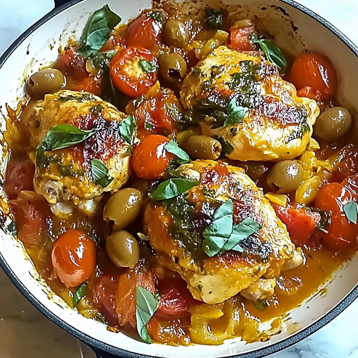 Easy Chicken Provencal with Tomatoes and Olives in One Pan