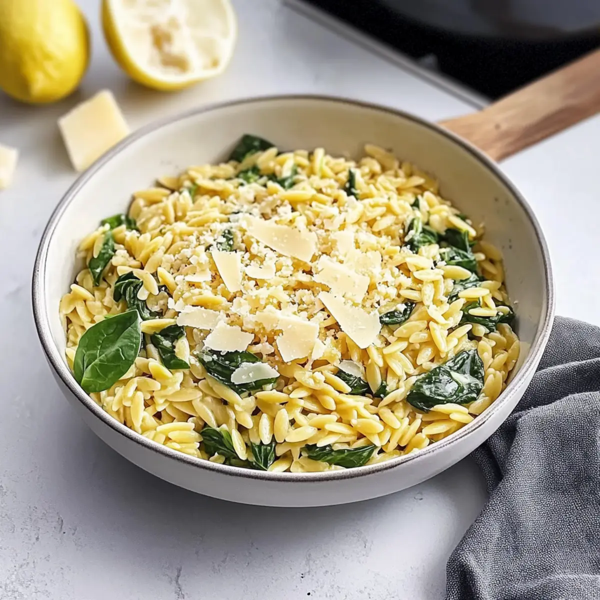 Bright and Creamy Cheesy Lemon Spinach Orzo for Busy Nights