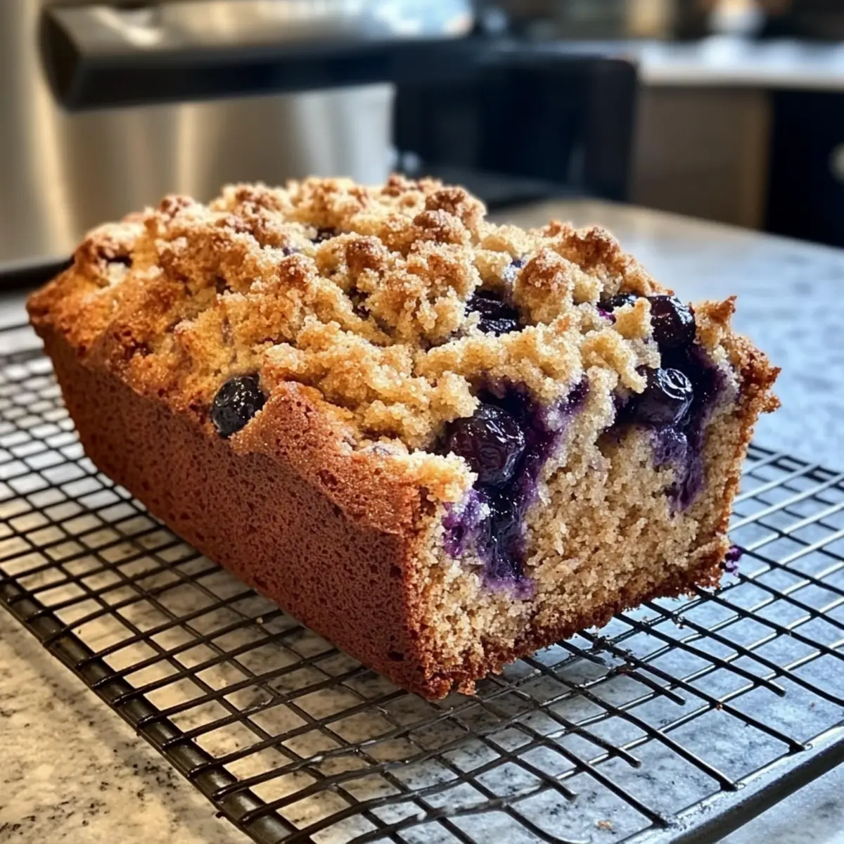 Irresistible Banana Blueberry Loaf with Crunchy Topping