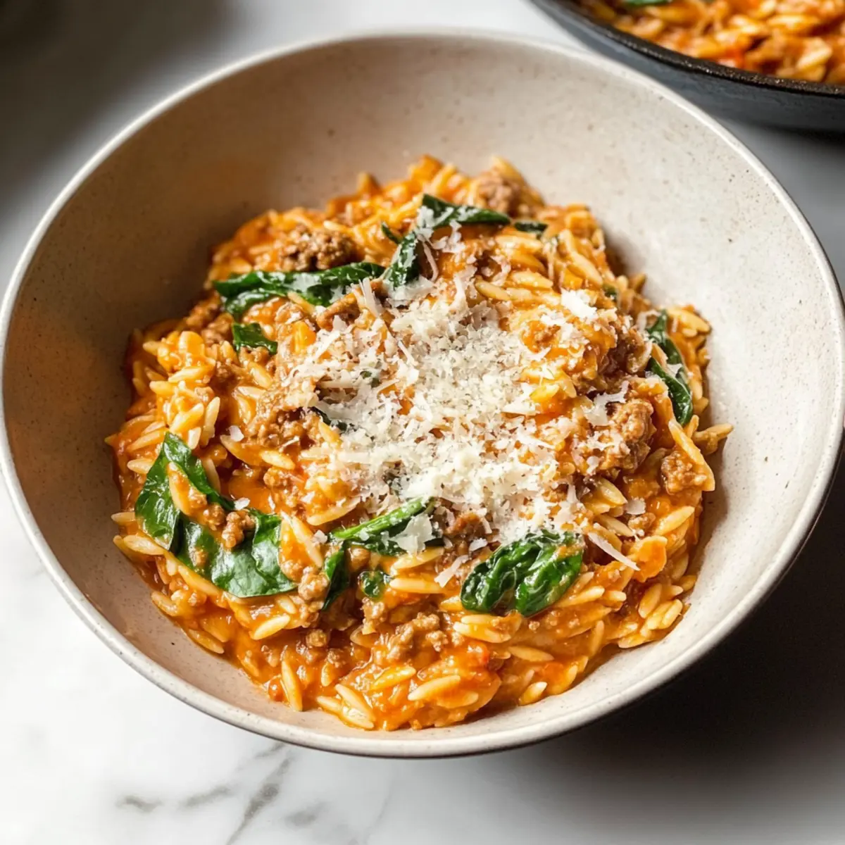 Creamy Ground Beef Orzo with Tomato Cream Sauce Delight