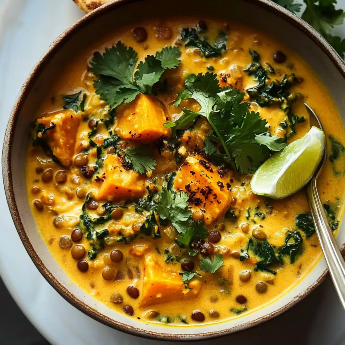 Ginger Sweet Potato Coconut Milk Stew with Lentils & Kale Magic