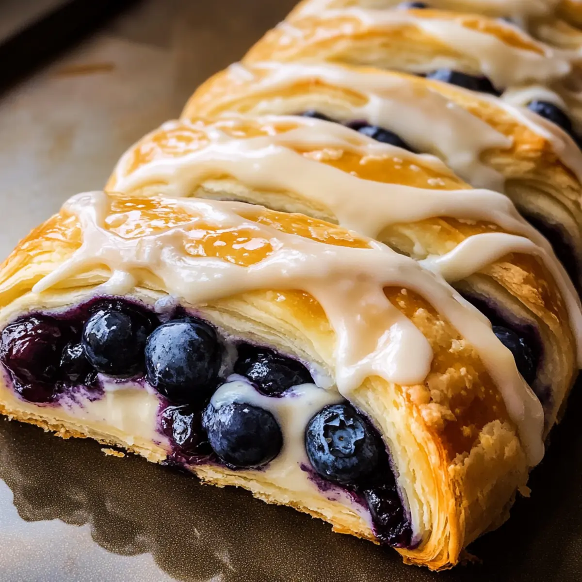 Delicious Blueberry Cream Cheese Pastry Braid with Vanilla Icing