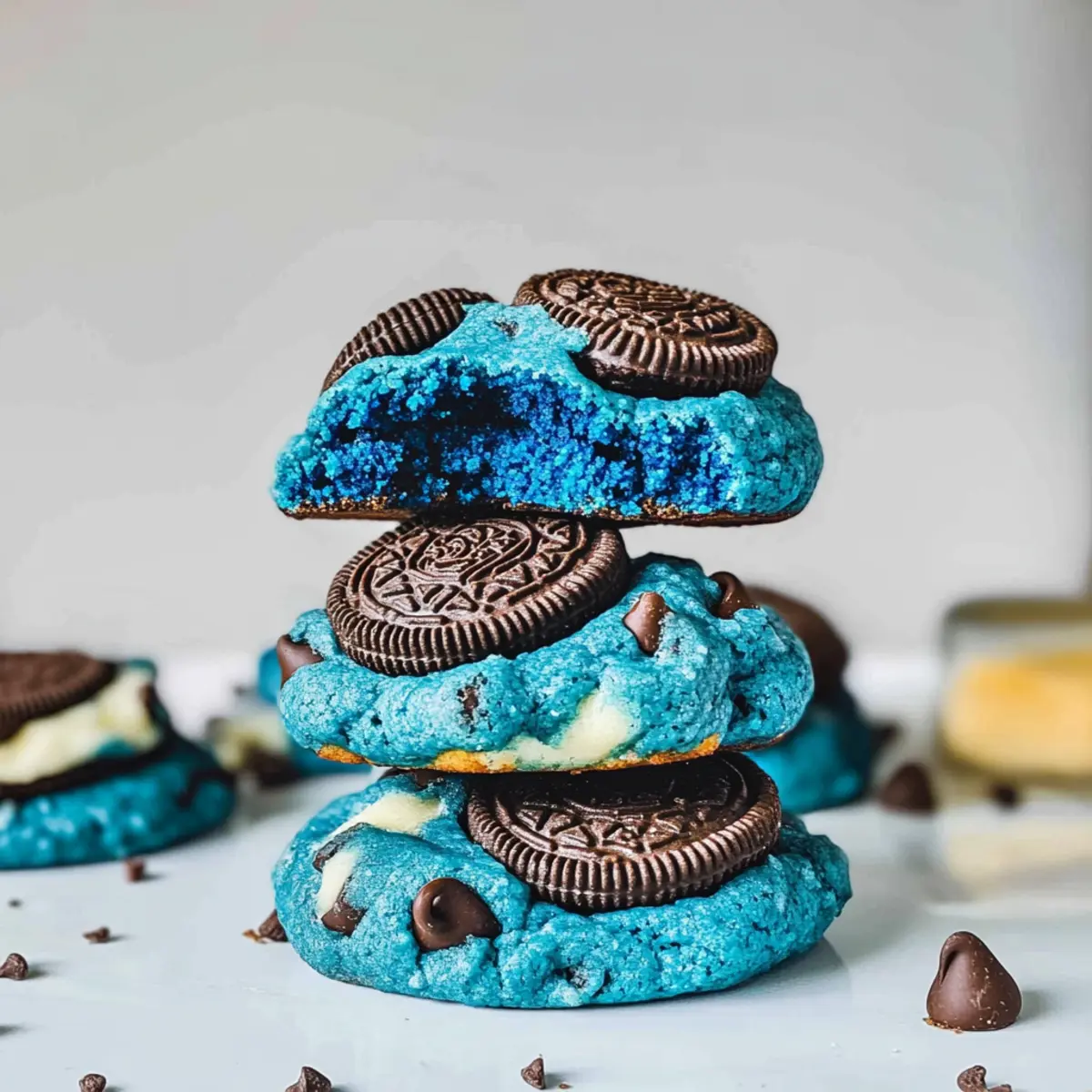 Chewy Cookie Monster Cookies Stuffed with Oreos Delight
