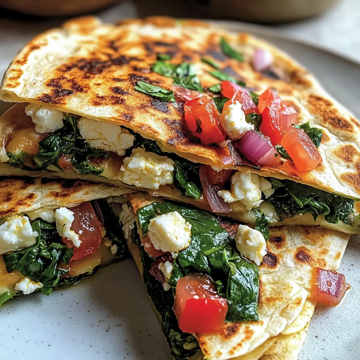 Mediterranean Quesadillas with Spinach, Feta, and Mozzarella Magic