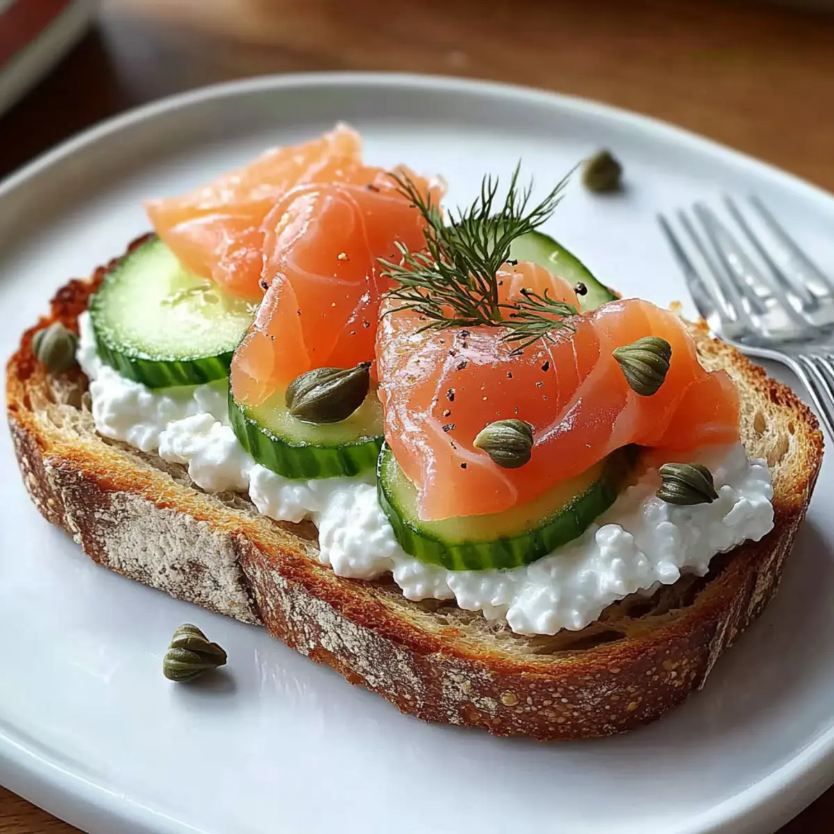 Cottage Cheese Toast With Salmon, Cucumber and Dill Delight