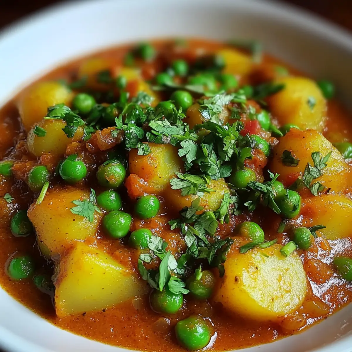 Savory Potato Curry with Peas for a Cozy Dinner Tonight