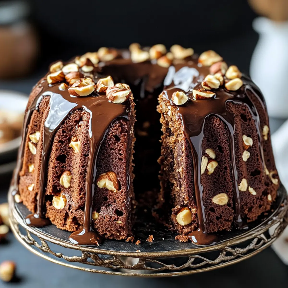 Indulge in Decadent Hazelnut Bundt Cake with Rich Chocolate Glaze