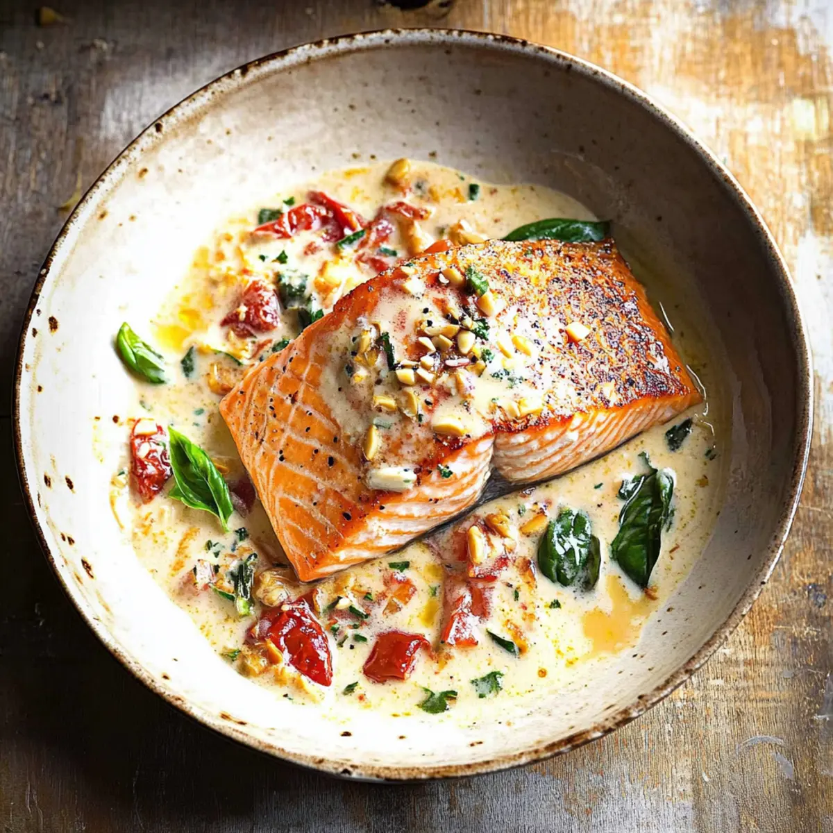 Pan Seared Salmon in Garlic Mascarpone Sauce - 20 Min Delight