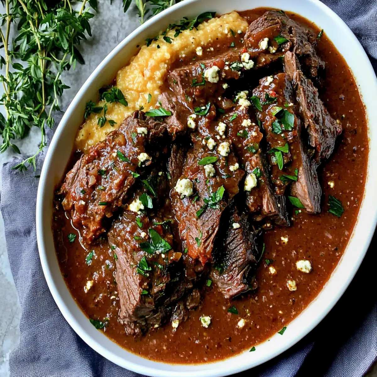 Heavenly Italian Pot Roast with Creamy Gorgonzola Polenta