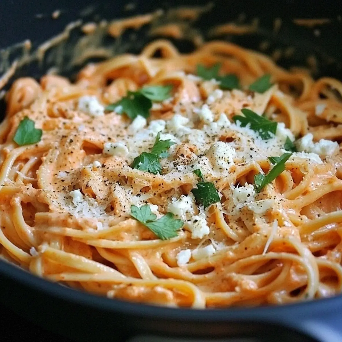 Creamy Roasted Red Pepper & Goat Cheese Alfredo Delight