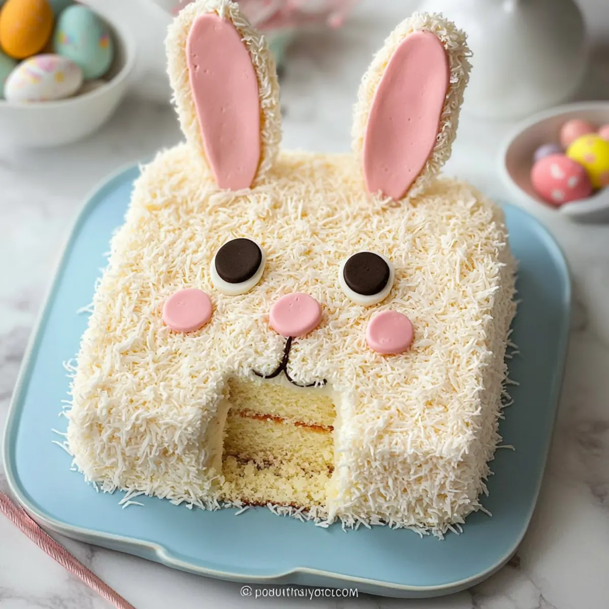 Decadent Fluffy Coconut Bunny Sheet Cake for Easter Fun