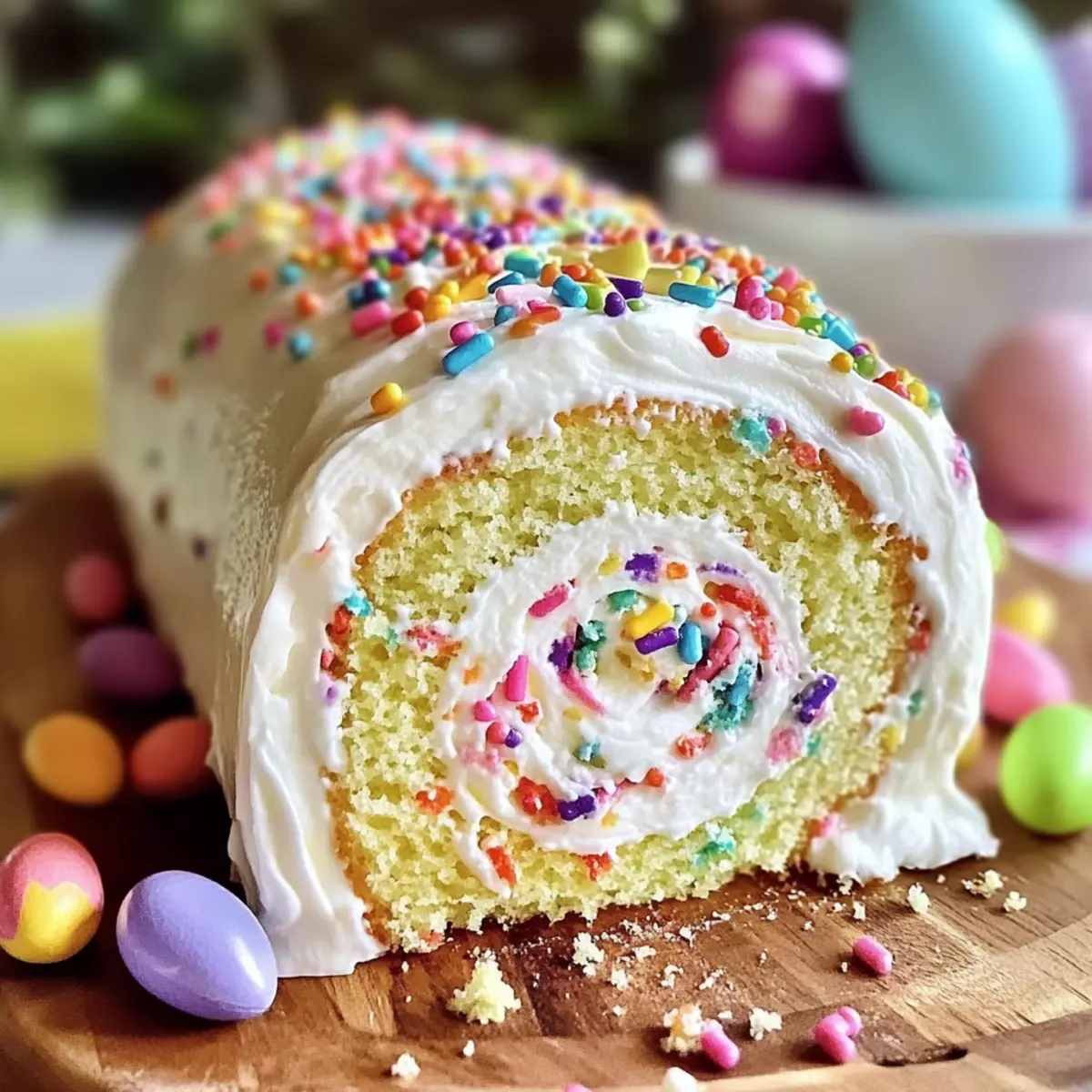 Delicious Easter Cake Roll with Dreamy Whipped Cream Filling