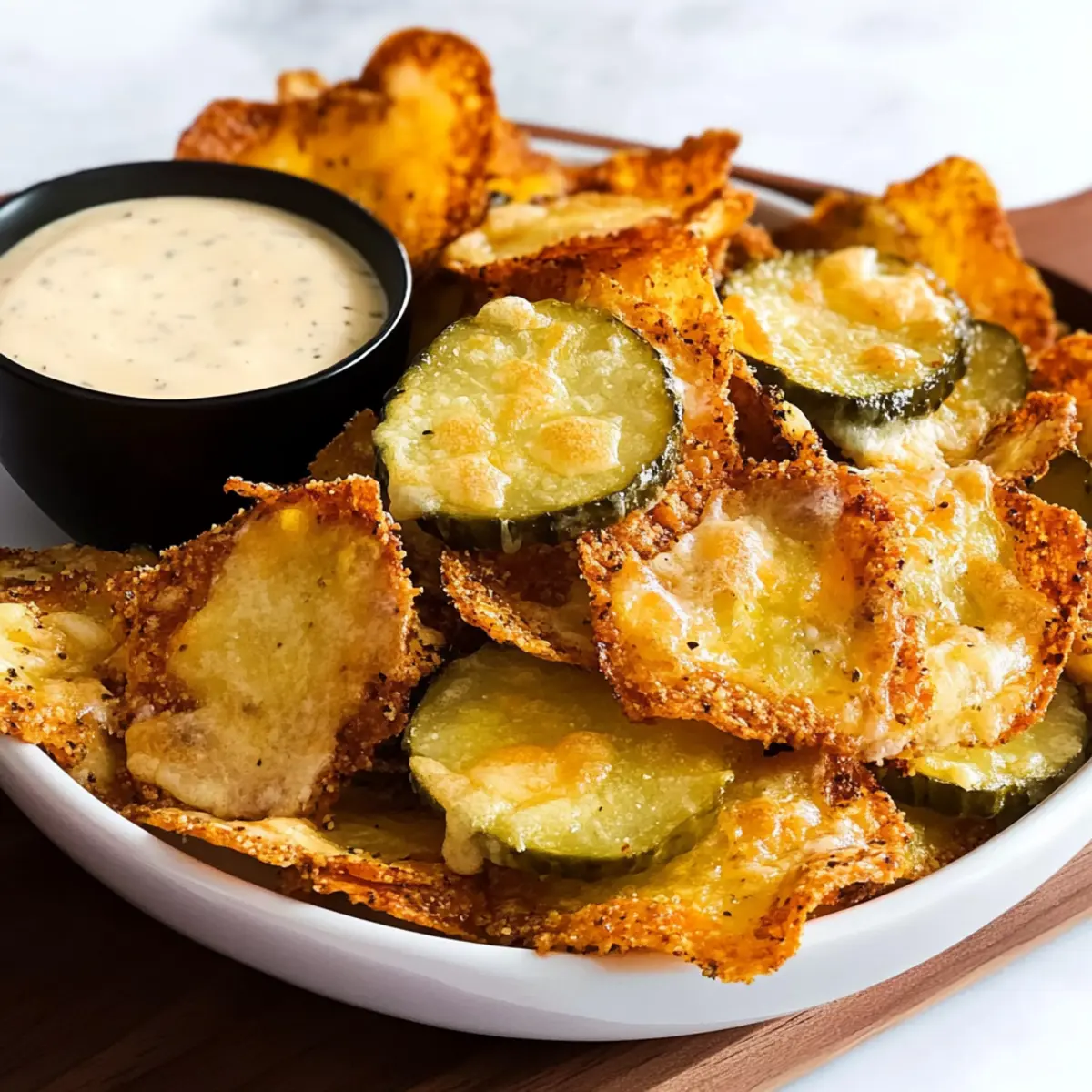 Crispy Baked Dill Pickle Chips Recipe with Cheese Bliss