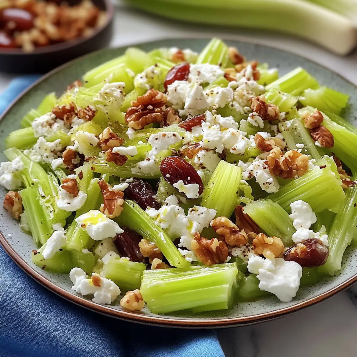 Crispy Walnut Celery Salad with Feta for a Fresh Twist