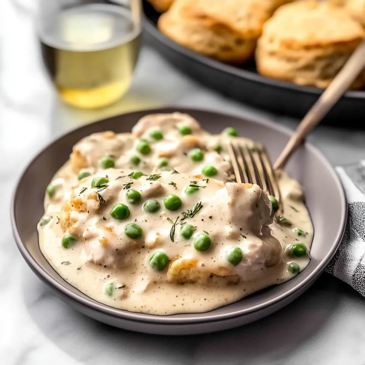 Creamed Chicken Over Biscuits
