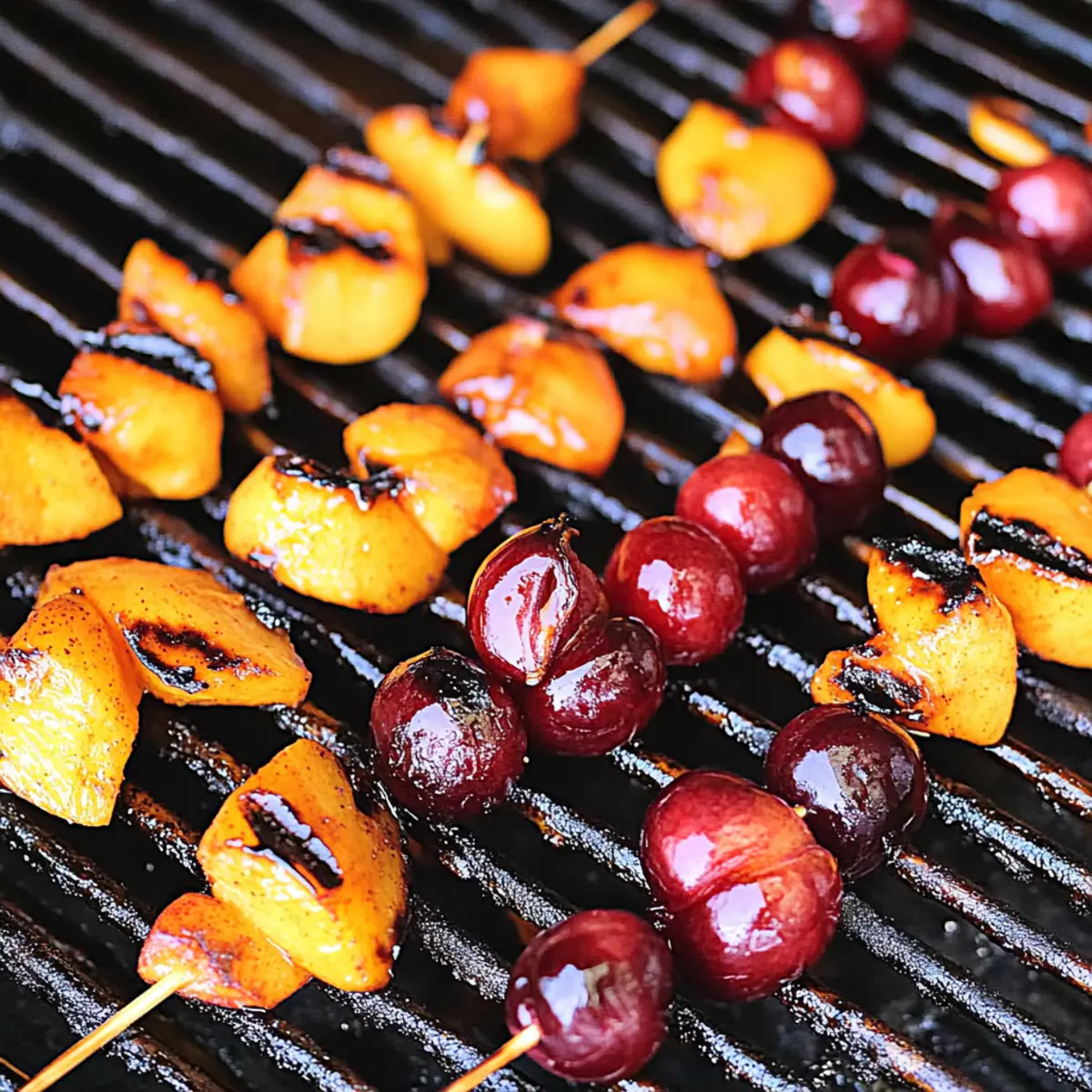 Grilled Peaches and Cherries with Cinnamon-Honey Syrup Bliss